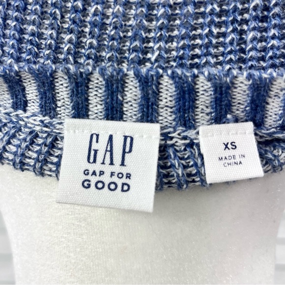 Gap XS longsleeve puffed shoulder distressed blue scoop neck sweater. NWOT - Picture 10 of 11